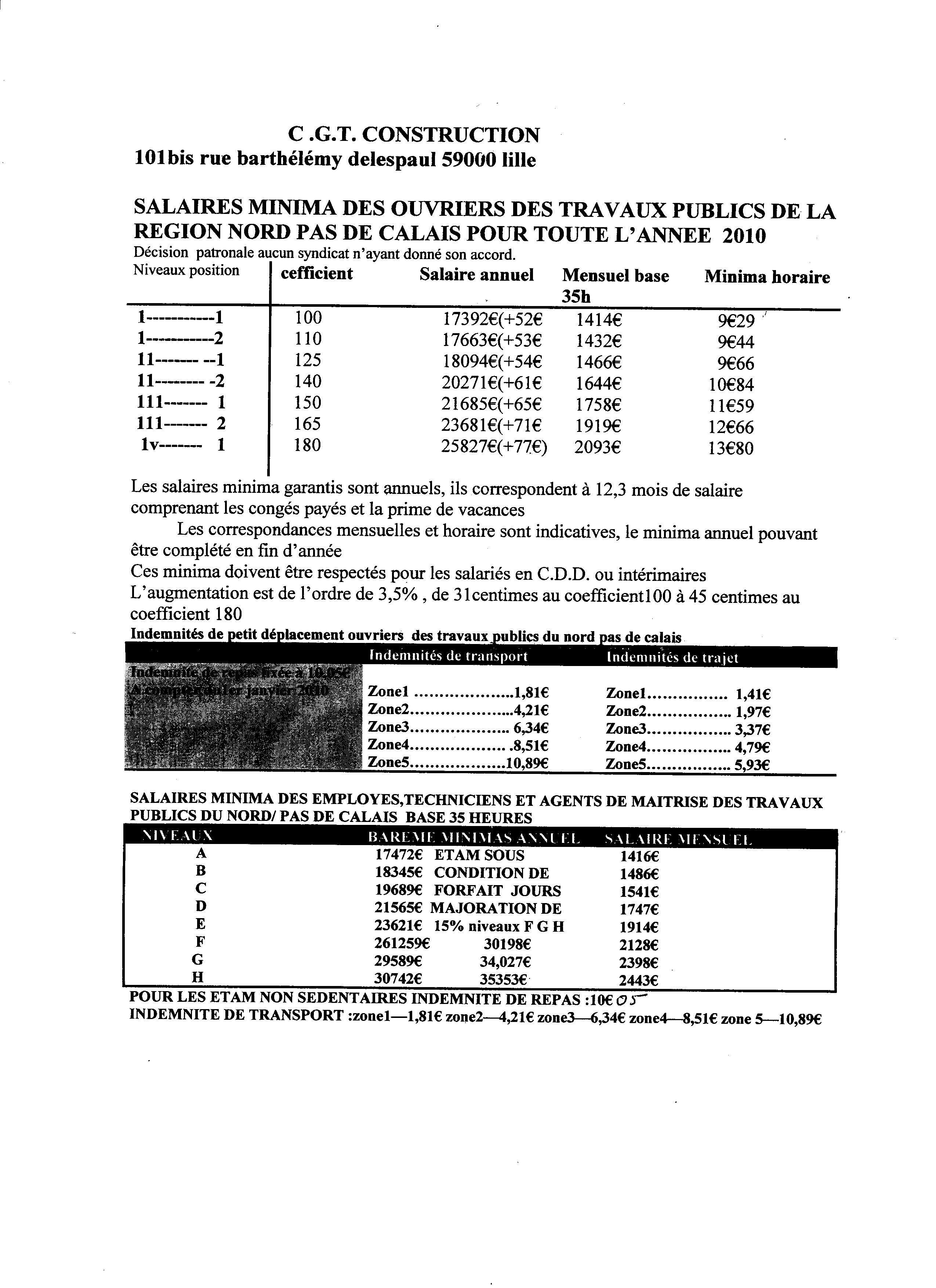 Grille Salaire Btp 2022 Nord Pas De Calais